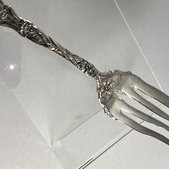 Vintage Oxford Silver Plate Narcissus Cold Meat Fork Art Nouveau 1908 8 1/4" - Picture 4 of 9